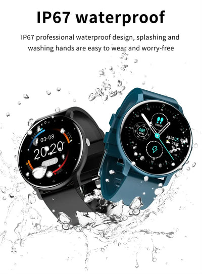 Sleek LIGE smartwatch with full touch display.