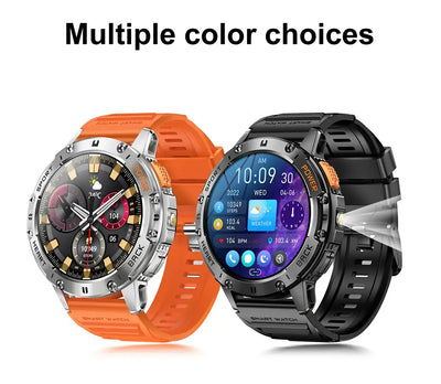 Brilliant AMOLED display smartwatch with flashlight.