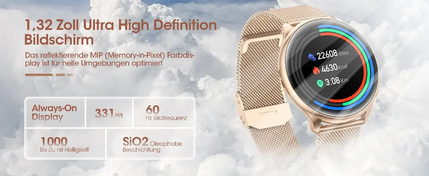 Stylish smartwatch with phone call function for women.
