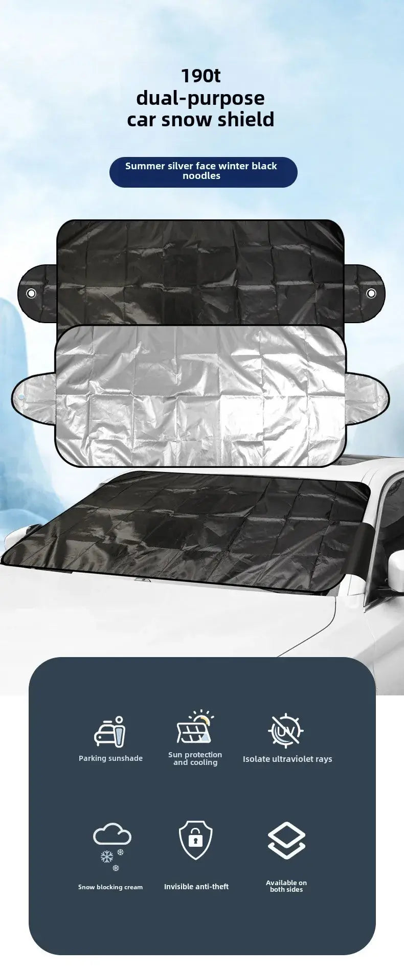 Anti-freeze cover for hassle-free mornings.