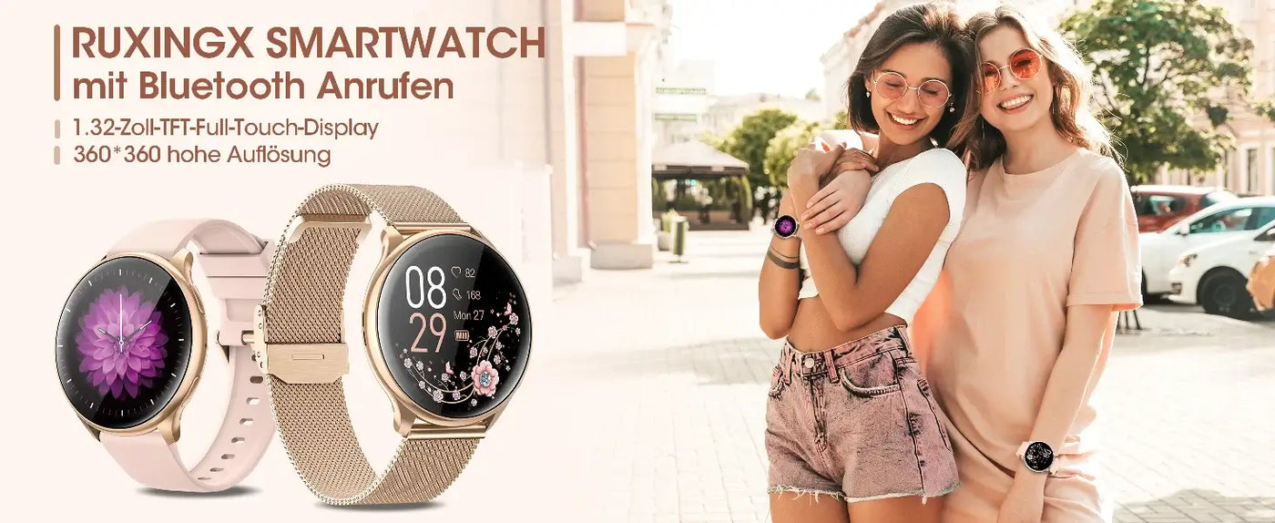Stylish smartwatch with phone call function for women.