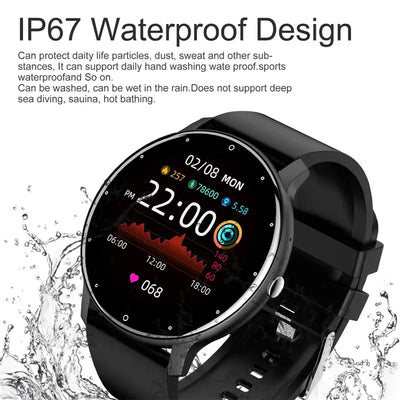 Sleek LIGE smartwatch with full touch display.