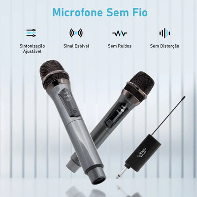 Dual UHF wireless mics for karaoke fun.