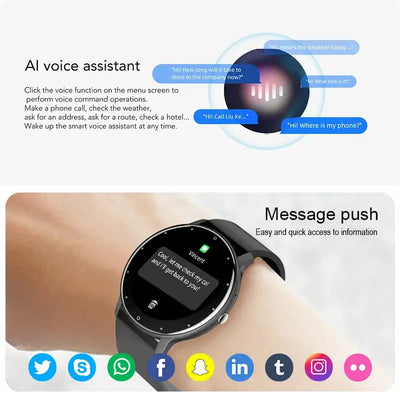 Sleek LIGE smartwatch with full touch display.